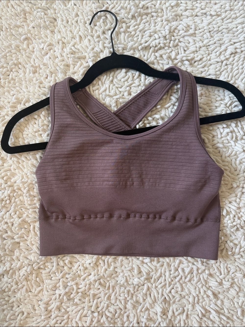 Alphalete Dusty Mauve Crossback Ribbed Sports Bra